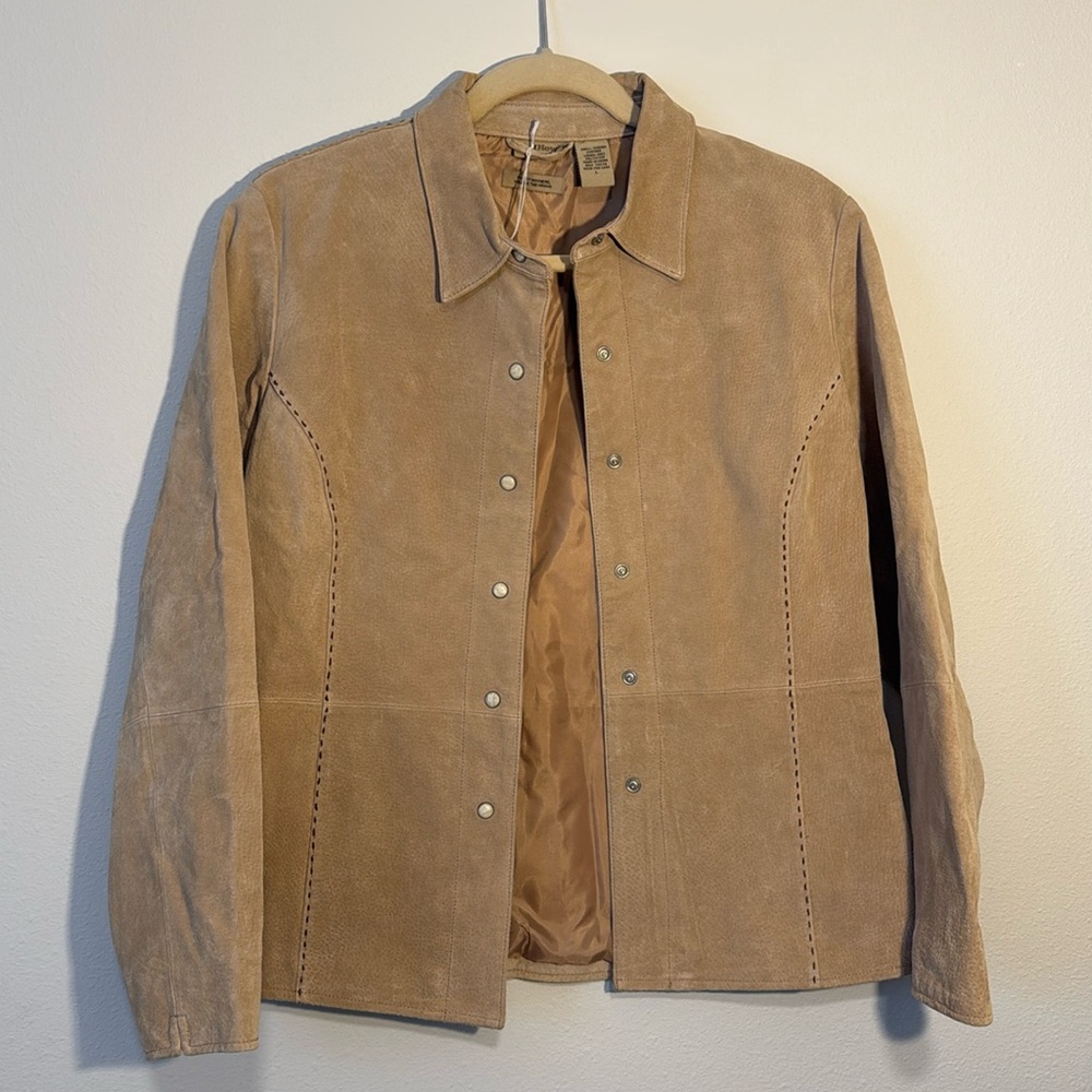 NWOT Ruff Hewn Leather Blazer Jacket Tan with Stitch Detail